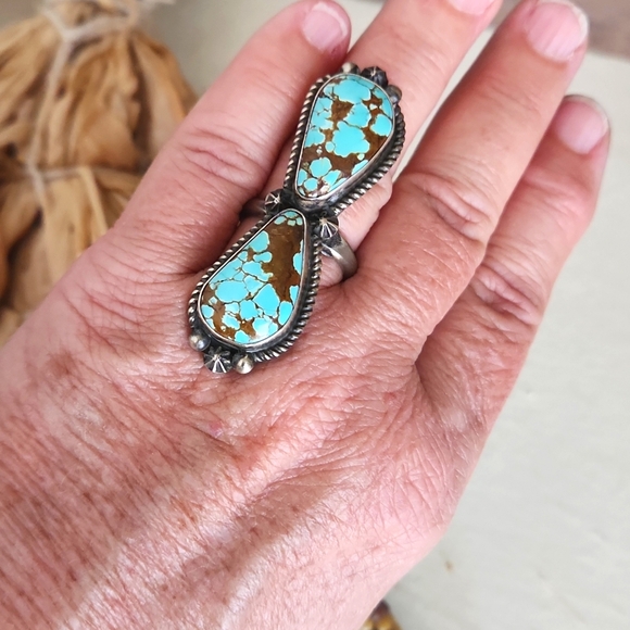 Incredible Native American Navajo Finger Climber Turquoise Ring 🩵💍🤎🎁 - Picture 8 of 12